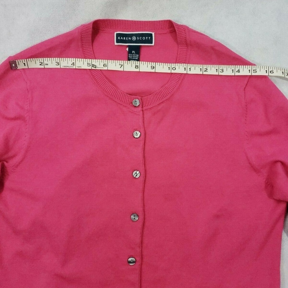 NWT Karen Scott Petite Large Cardigan Pink - Picture 5 of 8